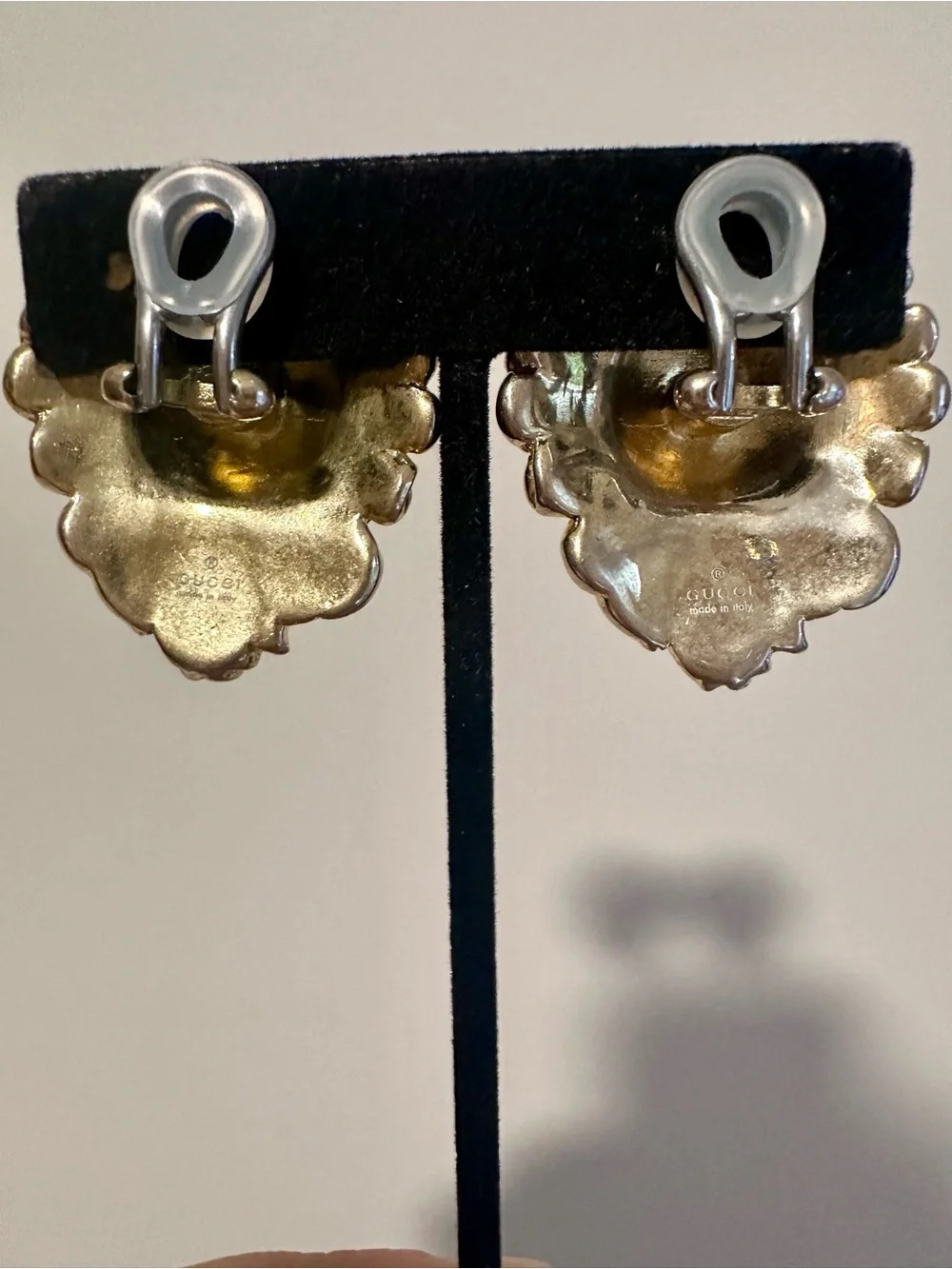 Gucci Lion Head Crystal Clip on Earrings
